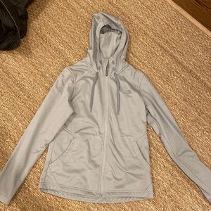 North Face grey hooded fleece-lined zip up.